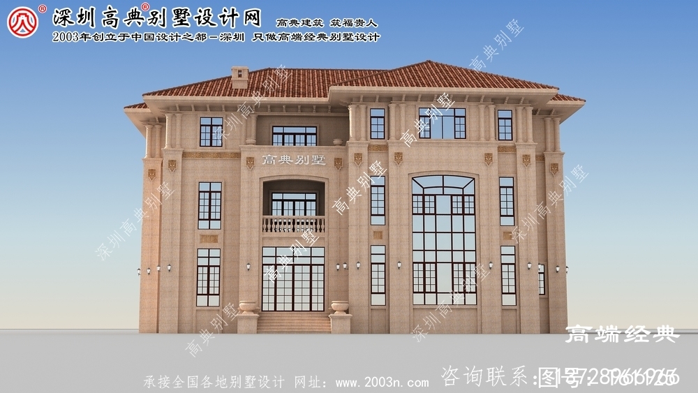 突泉县农村三层欧式石材洋房设计图